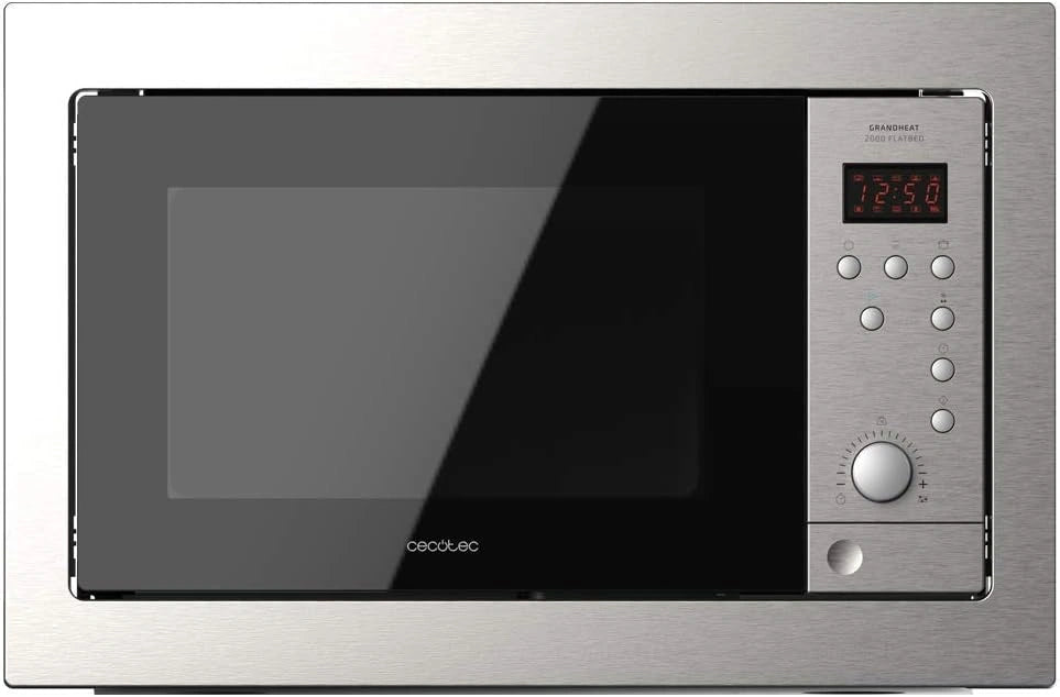 Micro-ondes Encastrable Cecotec GrandHeat 2500 SteelBlack, 900W, 25L, Gril 1000W, 8 Programmes, D¨¦cong¨¦lation, Minuterie 95 min
