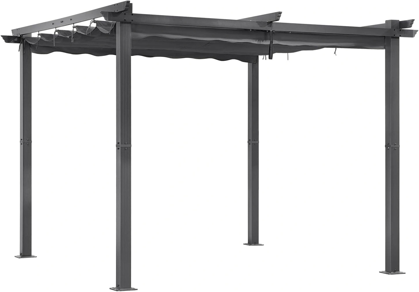 Pergola en Aluminium 3x3M, Toit Coulissant, Tissu R¨¦sistant UV et Imperm¨¦able