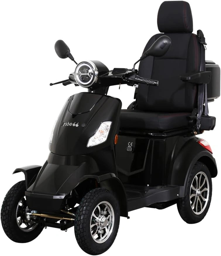 Scooter ¨¦lectrique 4 roues senior PMR ¨C confort et s¨¦curit¨¦ RIDE66 RC60 (Noir, Si¨¨ge Capitaine)
