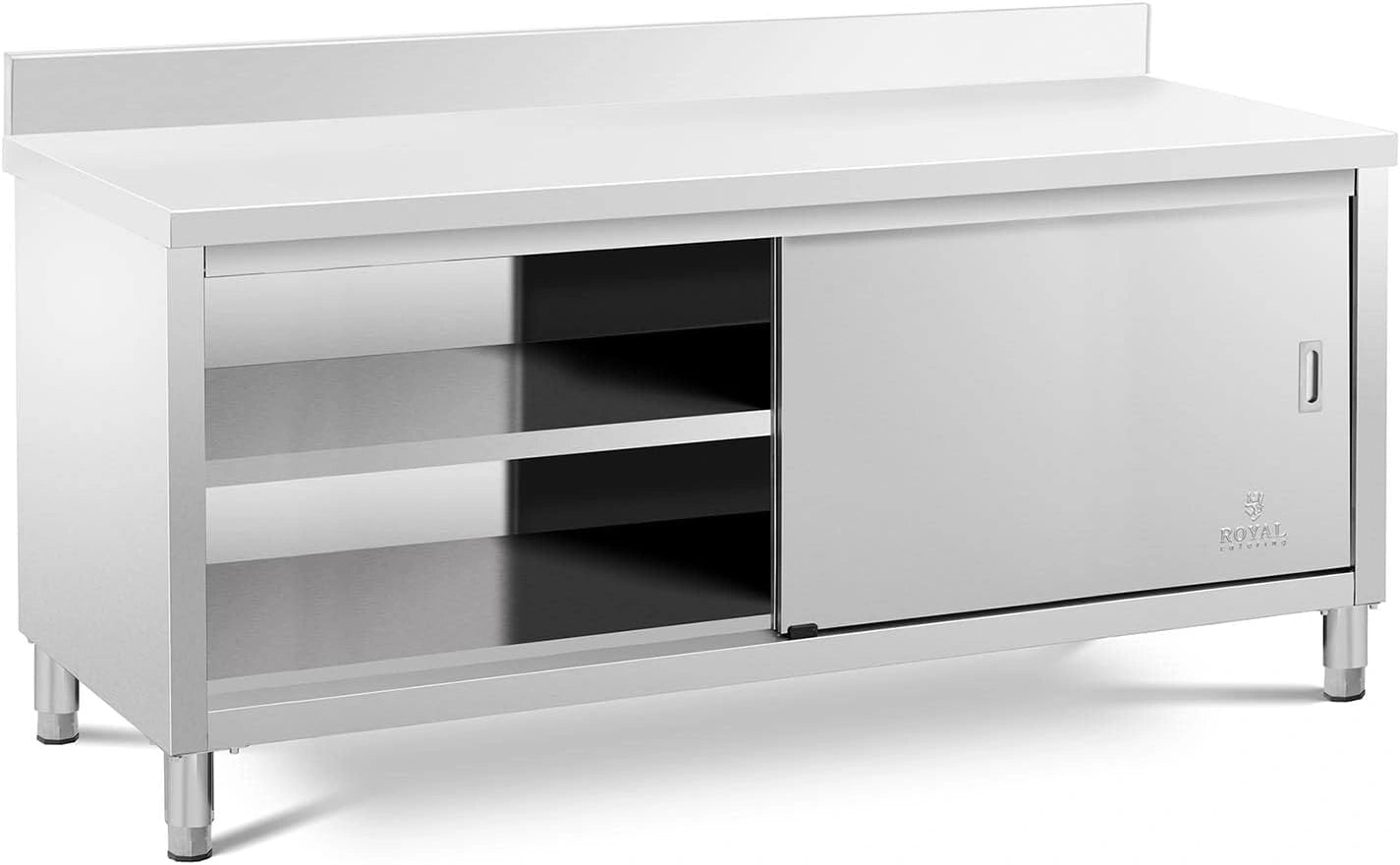 Armoire Cuisine en Acier Inox avec Portes Coulissantes et Dosseret - Capacit¨¦ 600 kg