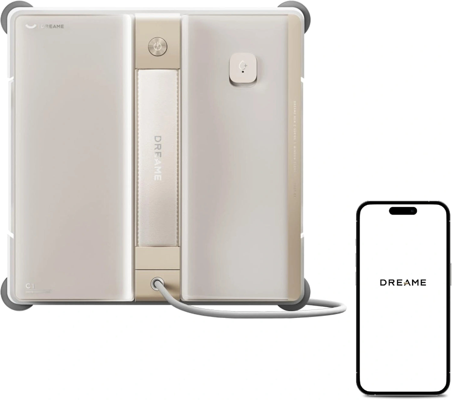 Dreame C1 Robot Nettoyeur de Vitres, Aspiration 5500 Pa, S¨¦curit¨¦ Avanc¨¦e, Technologie CornerClean, Nettoyage Humide Pr¨¦cis, Double Jet Innovant
