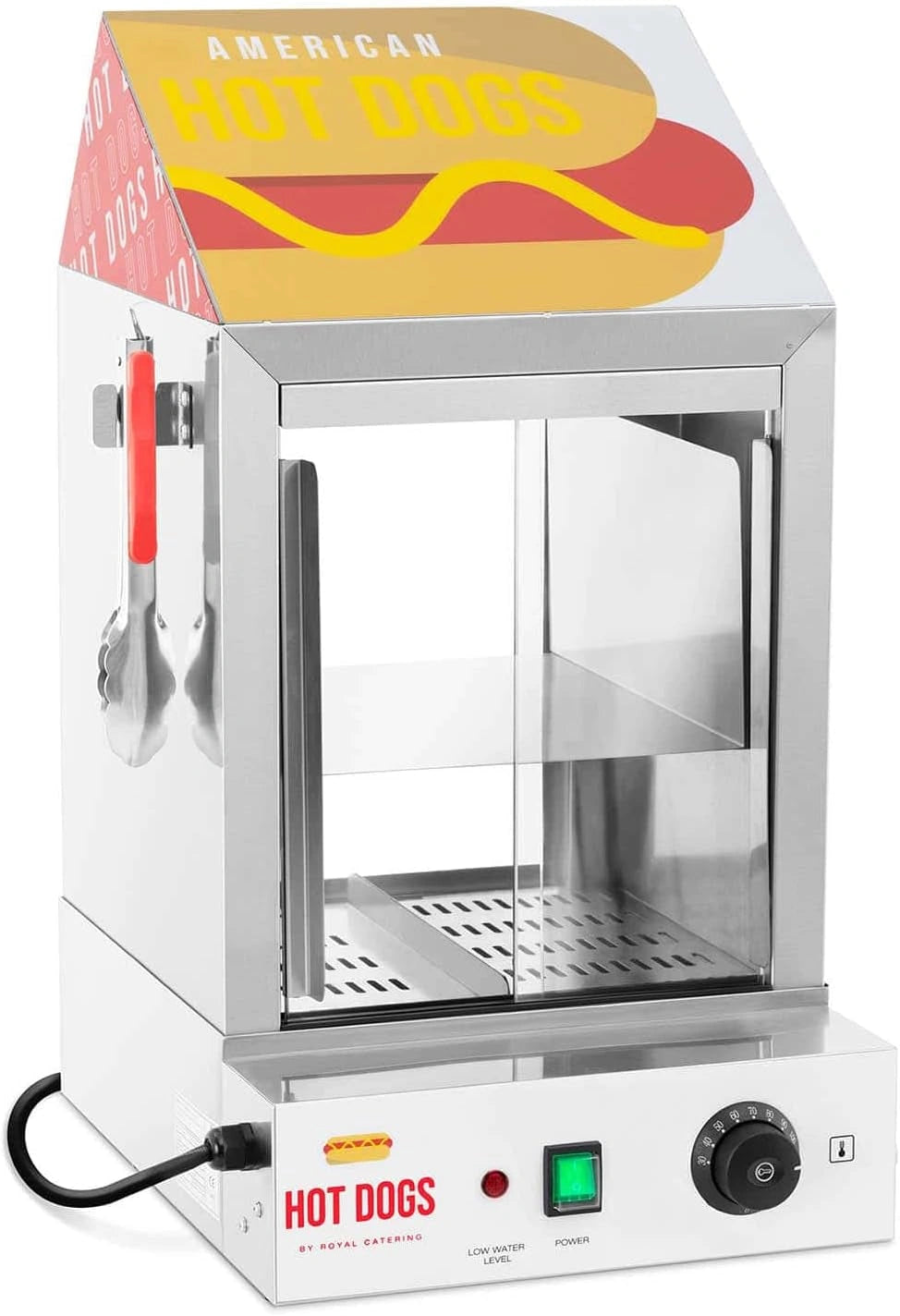 Cuiseur ¨¤ vapeur pour hot dogs en acier inoxydable - 100 saucisses, 25 pains, 1000W, 30-110¡ãC