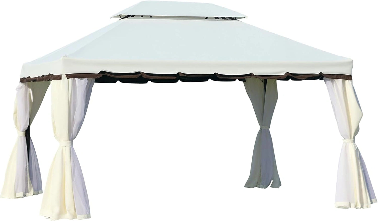 Pavillon de Jardin en Aluminium 4x3m avec Rideaux et Moustiquaire, Id¨¦al pour Mariages et ¨¦v¨¦nements