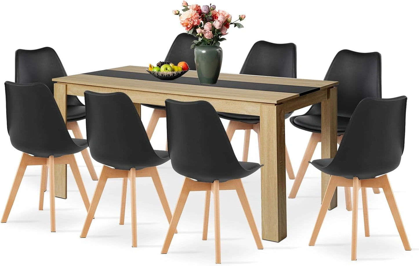 Salle ¨¤ manger 8 places: Table en ch¨ºne et chaises modernes