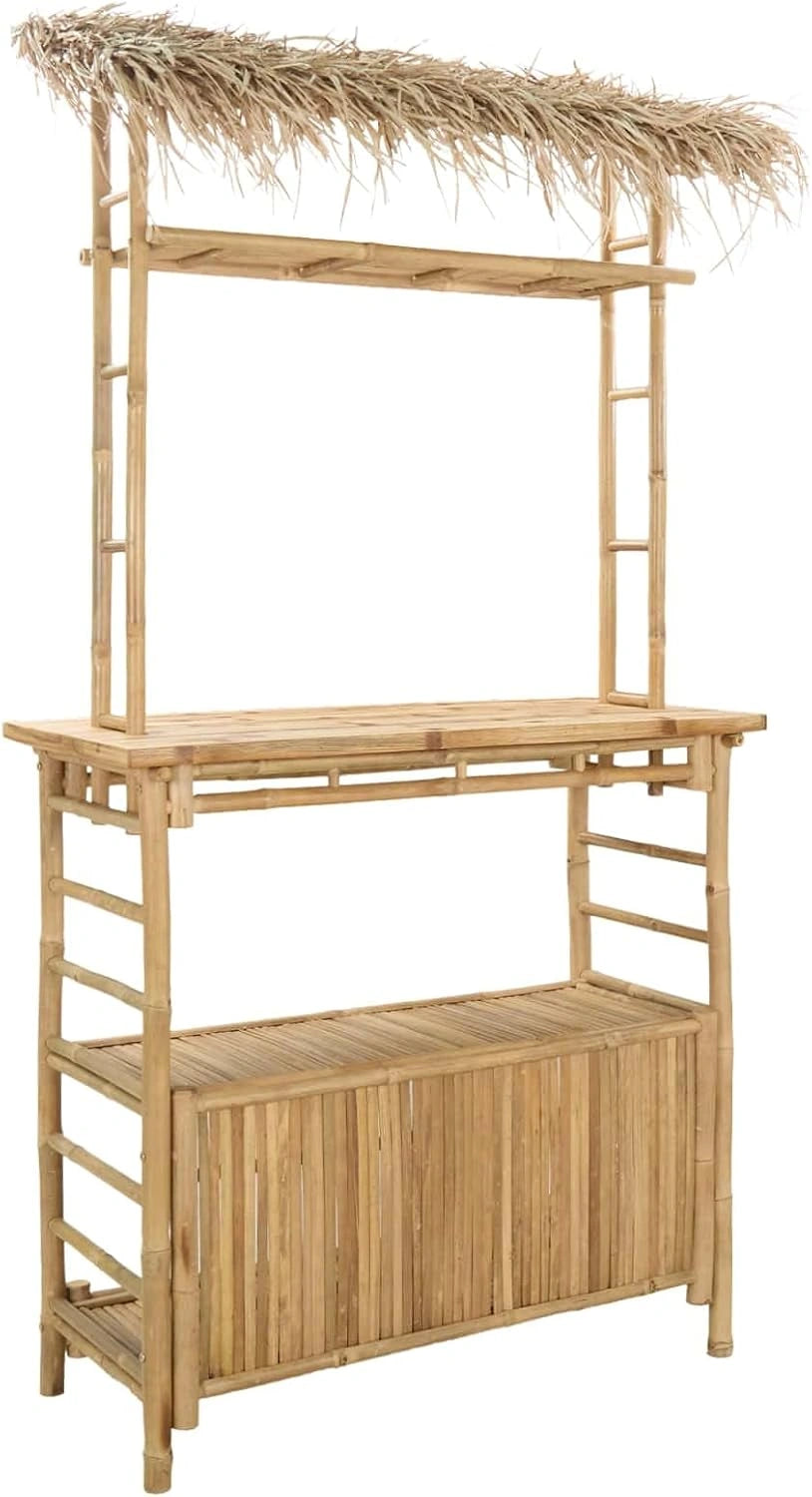 Table de Bar Ext¨¦rieure en Bambou Naturel 110x50x209 cm pour Jardin