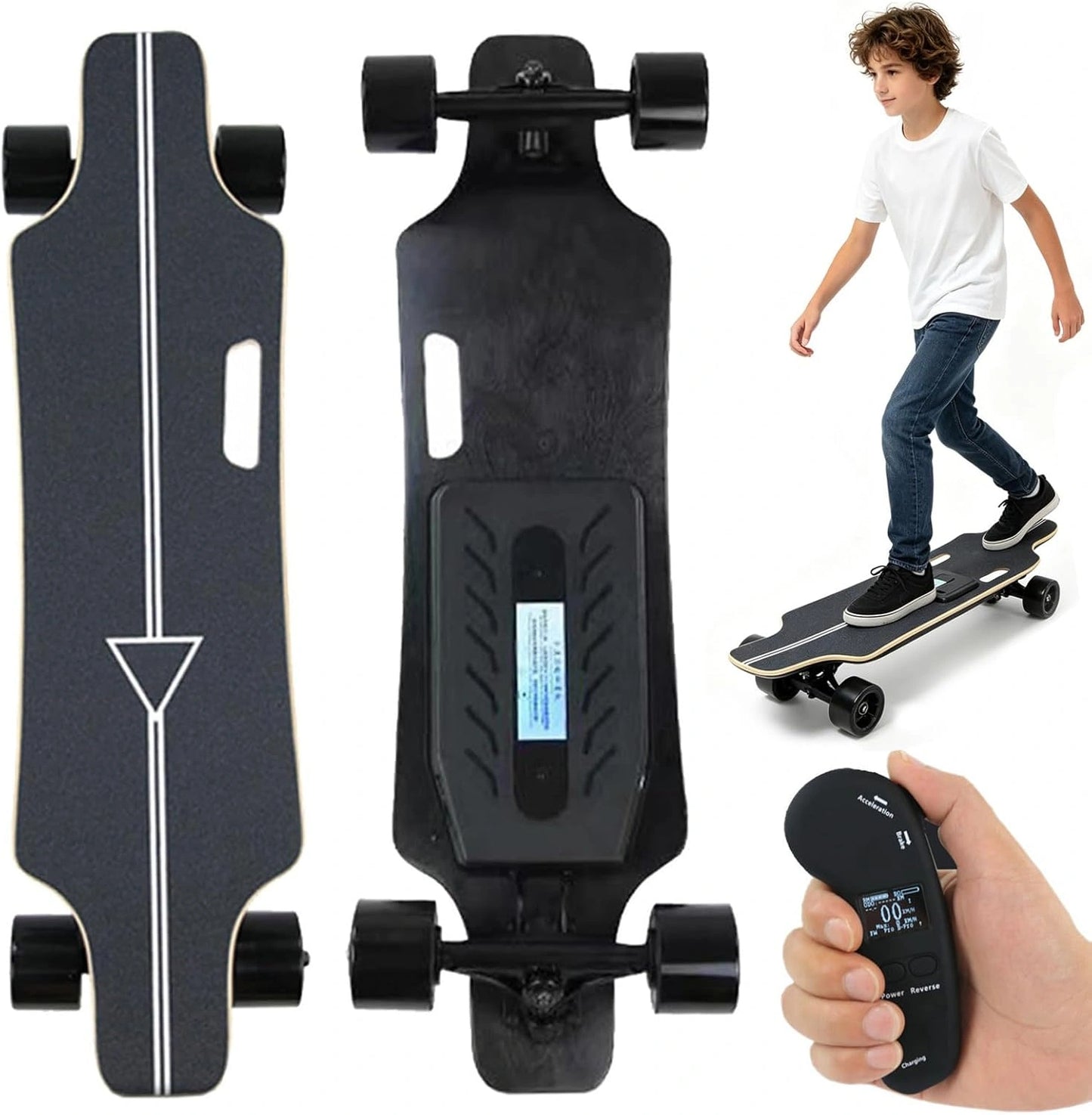 Skateboard ¨¦lectrique tout-terrain 700W avec t¨¦l¨¦commande, ¨¦rable 7 plis, 35 km/h, autonomie jusqu'¨¤ 30 km, capacit¨¦ 150 kg