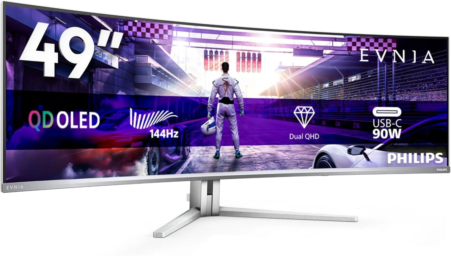 ¨¦cran Gaming Incurv¨¦ 49'' Philips OLED DQHD, 144Hz, 0,03ms, HDR400, Ambiglow, Blanc