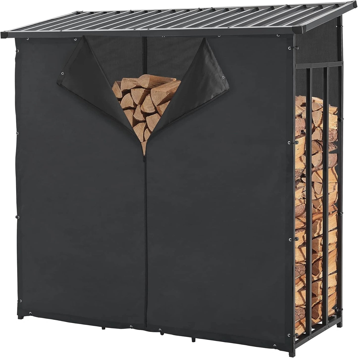 Support de B?ches d'Ext¨¦rieur avec Housse Protection, Acier Galvanis¨¦ Noir
