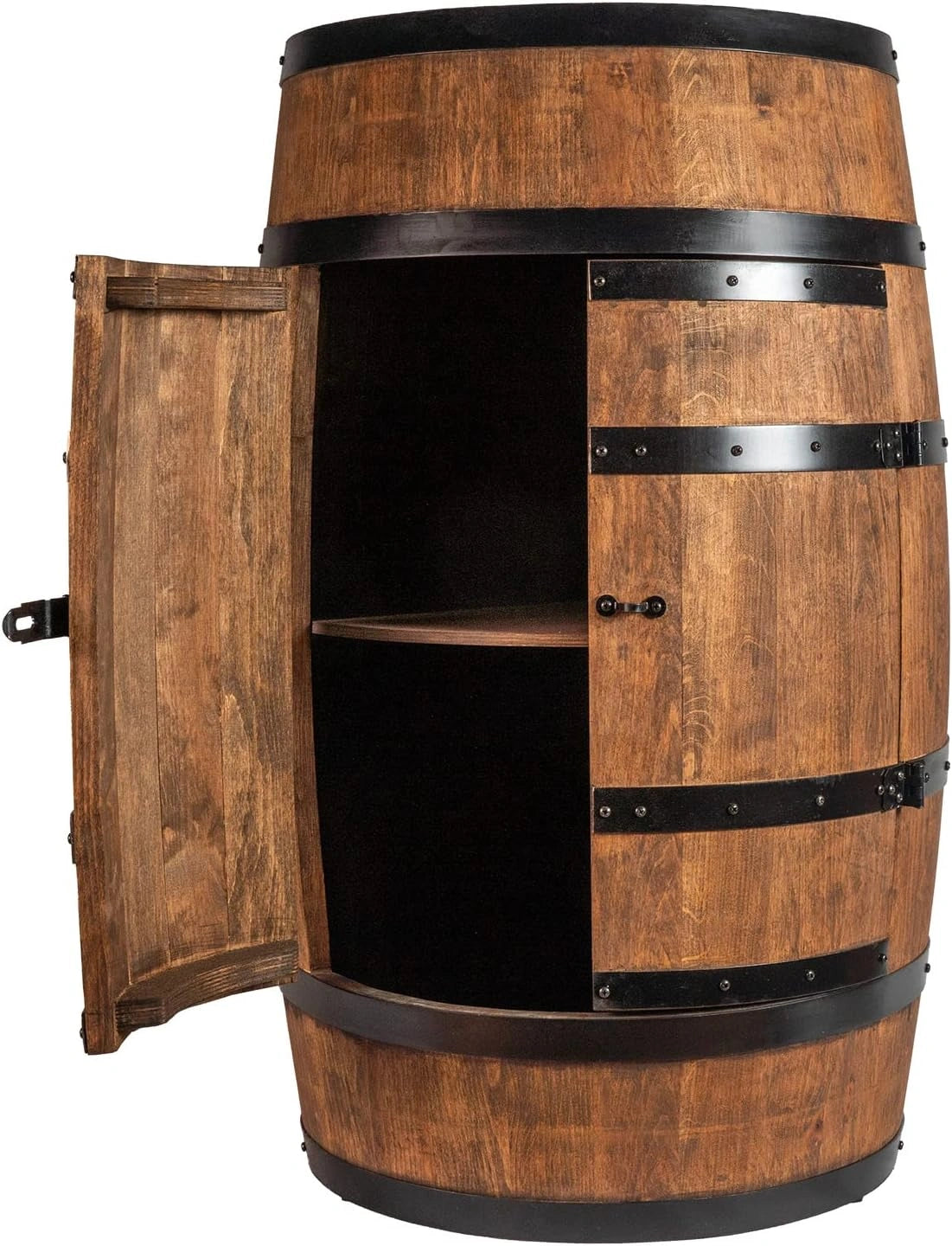 Baril de vin en bois avec porte - Meuble ¨¤ alcool - ¨¦tag¨¨re ¨¤ bouteilles - Mini bar 80 cm (weng¨¦)