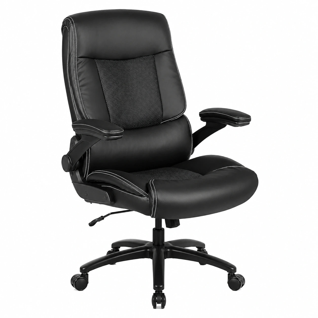 chaise-ergonomique-de-bureau-en-cuir-pu-avec-accoudoirs-relevables-support-jusqu-a-200-kg-dossier-haut-noir-zajzpd3673fs