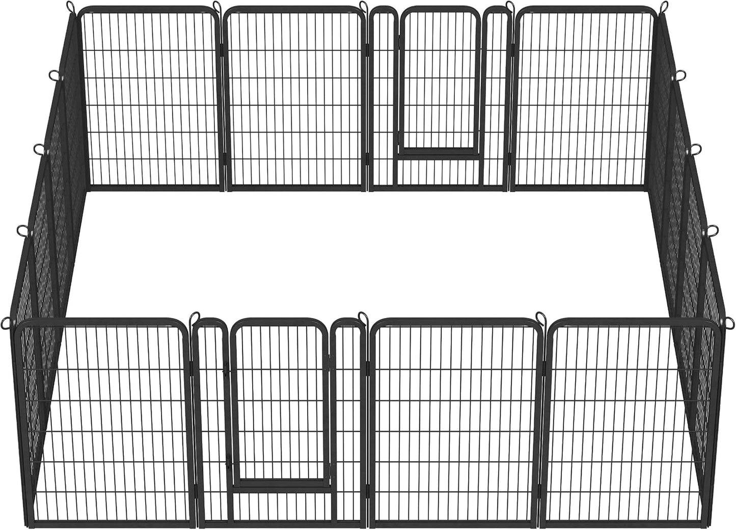 Parc en M¨¦tal pour Animaux, 16 Panneaux Modulables avec Porte S¨¦curis¨¦e, Hauteur 100 cm