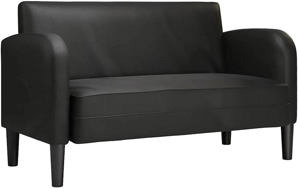 Canap¨¦ 2 Places en Similicuir Noir 110 cm - Design Moderne et Confortable