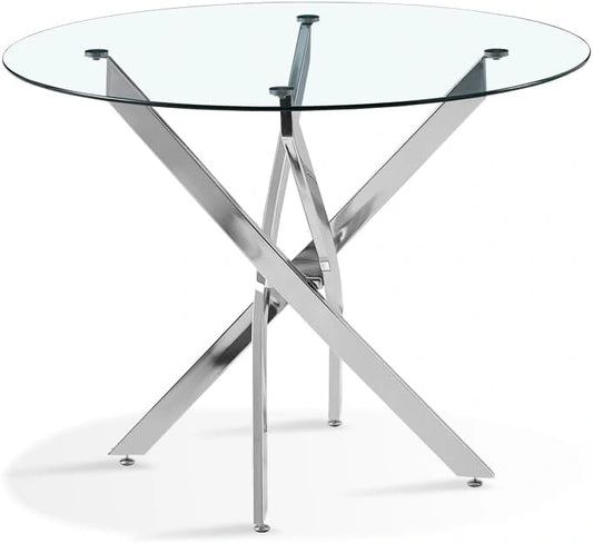 Table ¨¤ Manger Ronde en Verre 100 cm Design Moderne - Orion