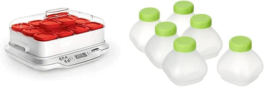 Yaourti¨¨re Seb 12 Pots, Compacte, 5 Programmes, Sans BPA, avec Coffret 6 Bouteilles D¨¦lices