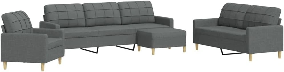 Ensemble de Canap¨¦s Modulables 4 Pi¨¨ces en Tissu Gris Fonc¨¦ avec Structure M¨¦tallique
