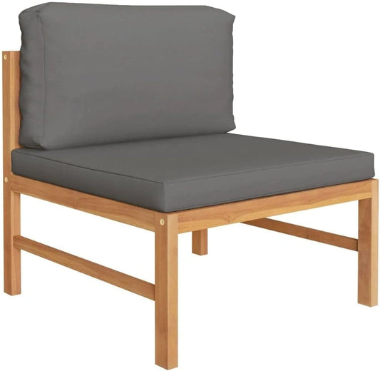 Ensemble de Salon de Jardin en Teck Massif avec Coussins Gris Fonc¨¦ - 3 Pi¨¨ces