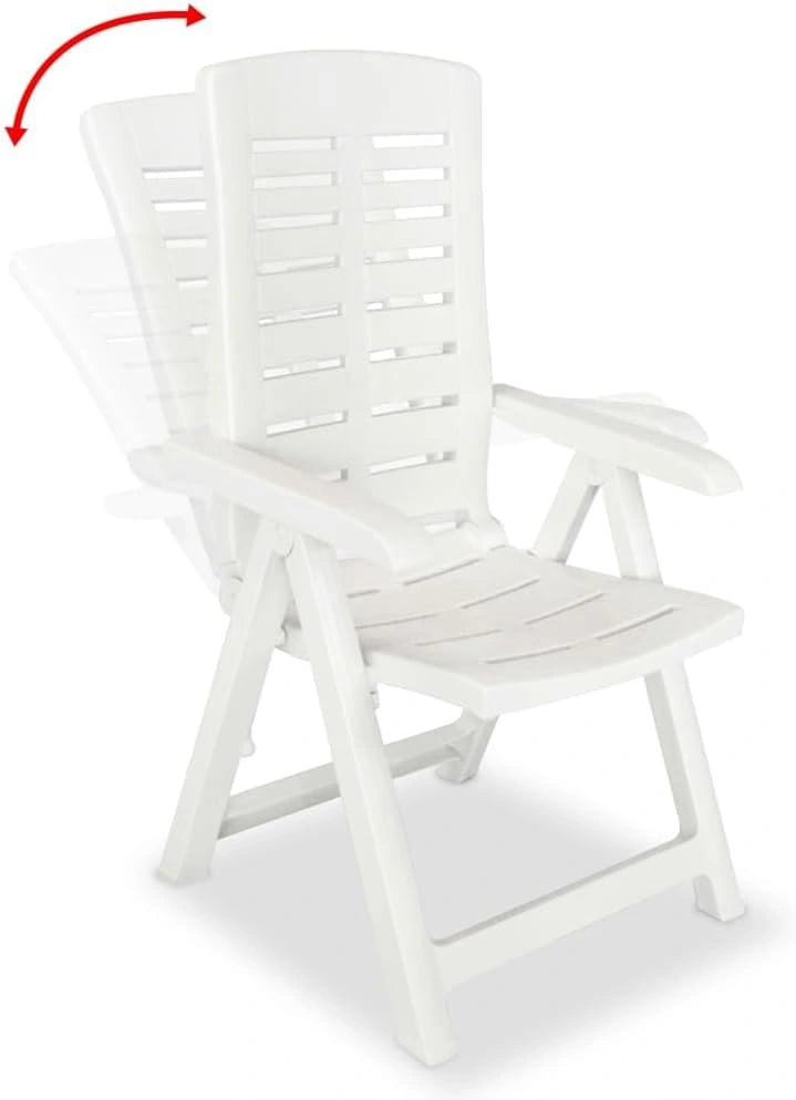 Ensemble de 2 Chaises de Jardin R¨¦glables en Plastique Blanc