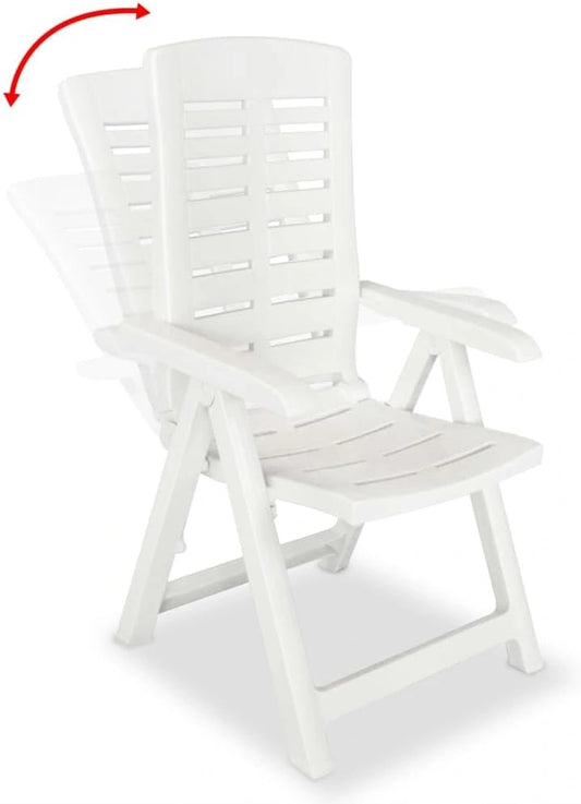 Ensemble de 2 Chaises de Jardin R¨¦glables en Plastique Blanc
