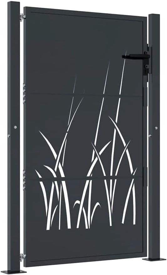 Portail de Jardin en Acier Anthracite 100x150 cm avec Verrou