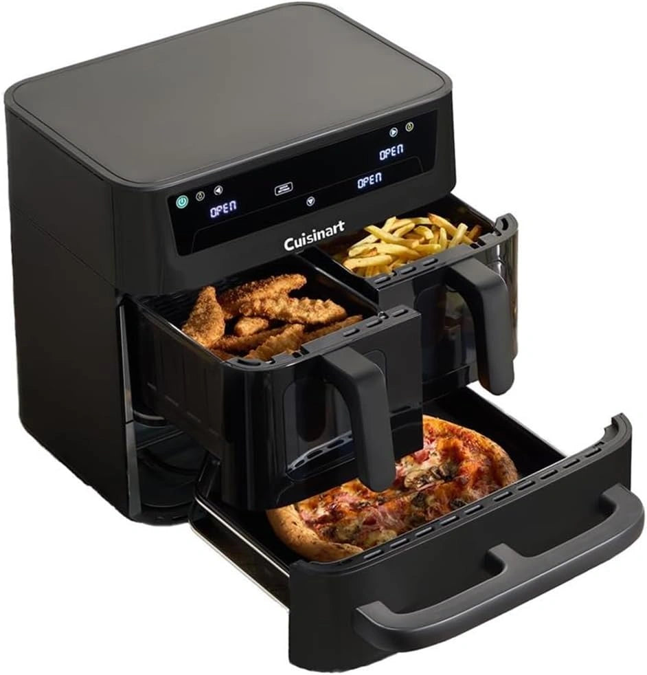 Friteuse ¨¤ Air et Four 13,6L Cuisinart Tri Zone, Sans PFAS, 9 Fonctions Polyvalentes, Couleur Noire