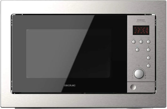 Micro-ondes Encastrable Cecotec GrandHeat 2500 SteelBlack, 900W, 25L, Gril 1000W, 8 Programmes, D¨¦cong¨¦lation, Minuterie 95 min