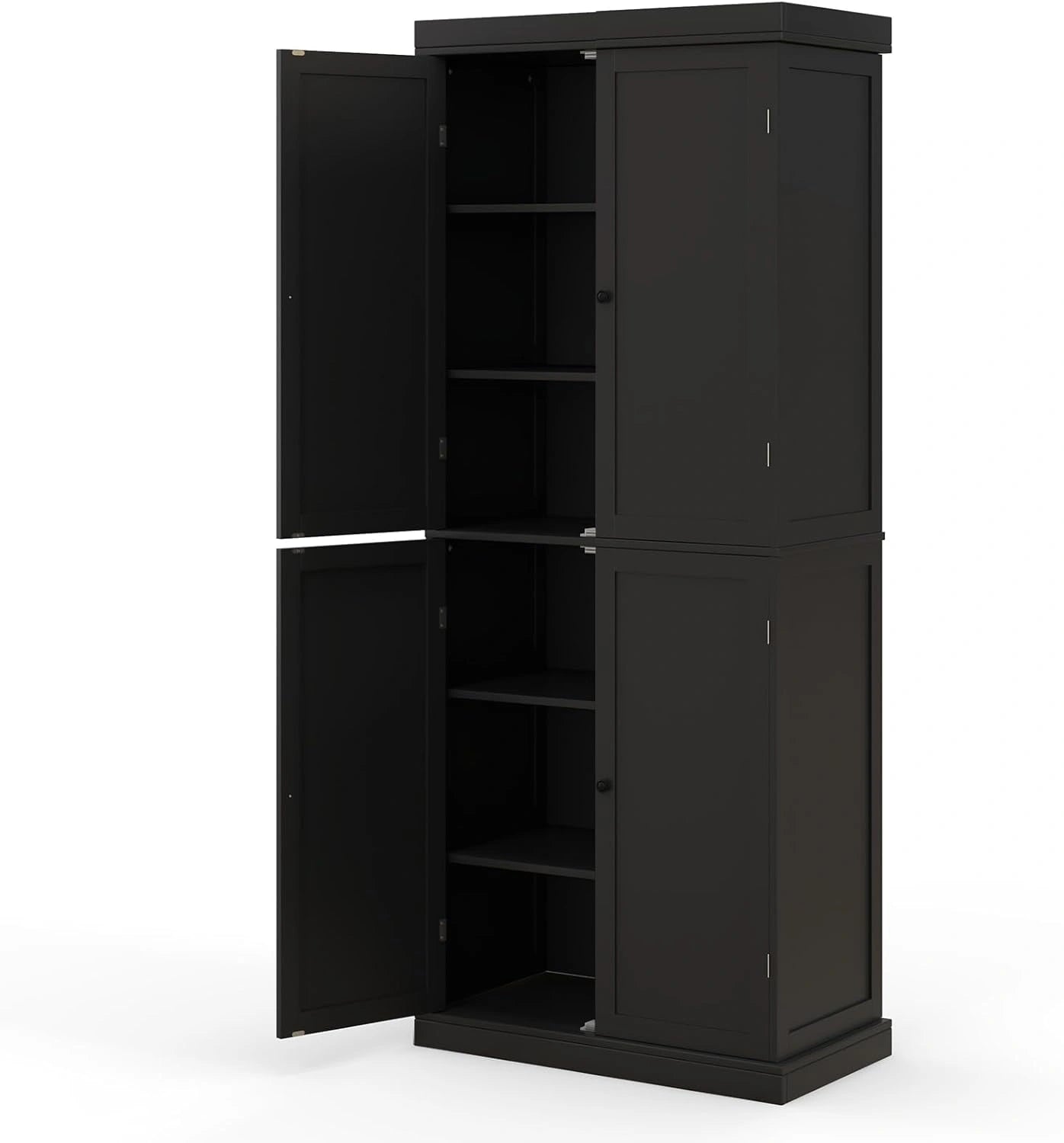 COSTWAY Armoire ¨¤ 4 Portes, 5 ¨¦tag¨¨res, Blanc, Poign¨¦es Rondes, Rangement Multifonction pour Chambre, 76x40x184,5 cm