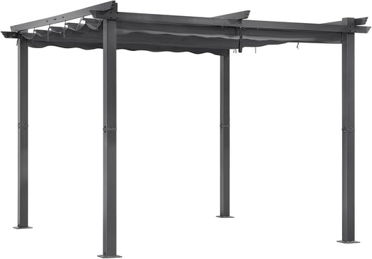 Pergola en Aluminium 3x3M, Toit Coulissant, Tissu R¨¦sistant UV et Imperm¨¦able