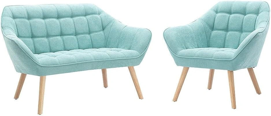 Canap¨¦ Deux Places et Fauteuil Vert d'Eau - Mod¨¨le Caserta