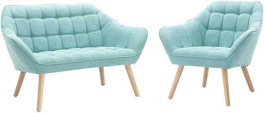 Canap¨¦ Deux Places et Fauteuil Vert d'Eau - Mod¨¨le Caserta