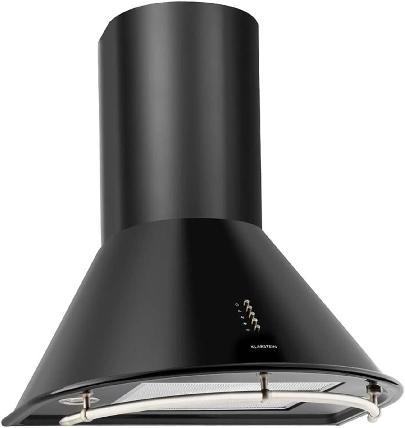 Hotte murale 60 cm Klarsten - Design r¨¦tro, 3 vitesses, D¨¦bit max 430 m3/h, Filtre anti-graisse, Noir mat