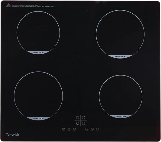 Plaque ¨¤ Induction Topwish 4 Zones, S¨¦curit¨¦ Enfant, Fonction Boost, 7200W, 60cm