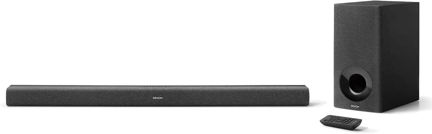 Barre de Son Denon DHT-S416 2.1 avec Caisson de Basses Sans Fil, Chromecast Int¨¦gr¨¦, WiFi, Bluetooth, Dolby Digital, HDMI Arc, Entr¨¦e Optique - Noir