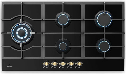 Klarstein Plaque de Cuisson ¨¤ Gaz 5 Feux - Encastrable 11100W, Acier Inoxydable, GPL Compatible