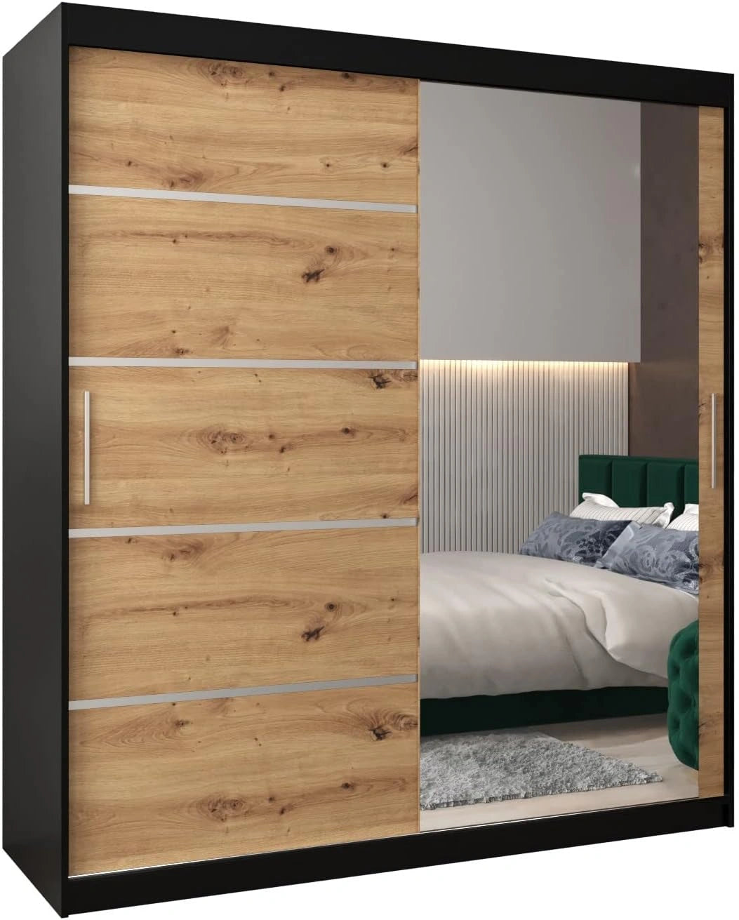 Armoire ¨¤ Portes Coulissantes avec Miroir pour Chambre Verona 2 - Dressing Adulte ¨¦l¨¦gant - Penderie et Rangement V¨ºtements