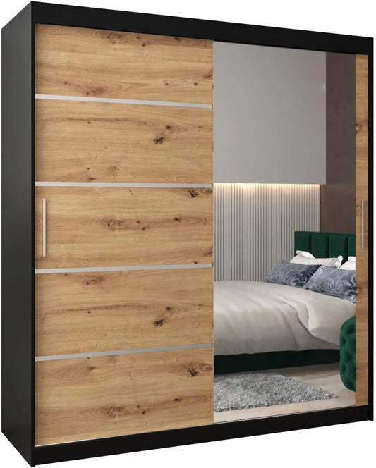 Armoire ¨¤ Portes Coulissantes avec Miroir pour Chambre Verona 2 - Dressing Adulte ¨¦l¨¦gant - Penderie et Rangement V¨ºtements