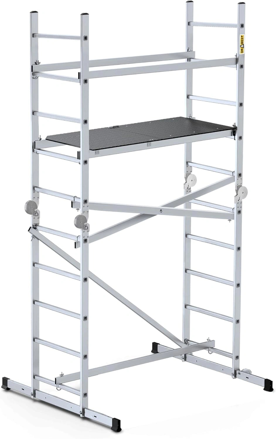 ¨¦chafaudage Mobile en Aluminium DRABEST IKAR - Structure Solide - Montage Rapide - Dimensions 1,5 x 3 x 1,1 m - Polyvalent et R¨¦sistant - Charge Maximale 150 kg