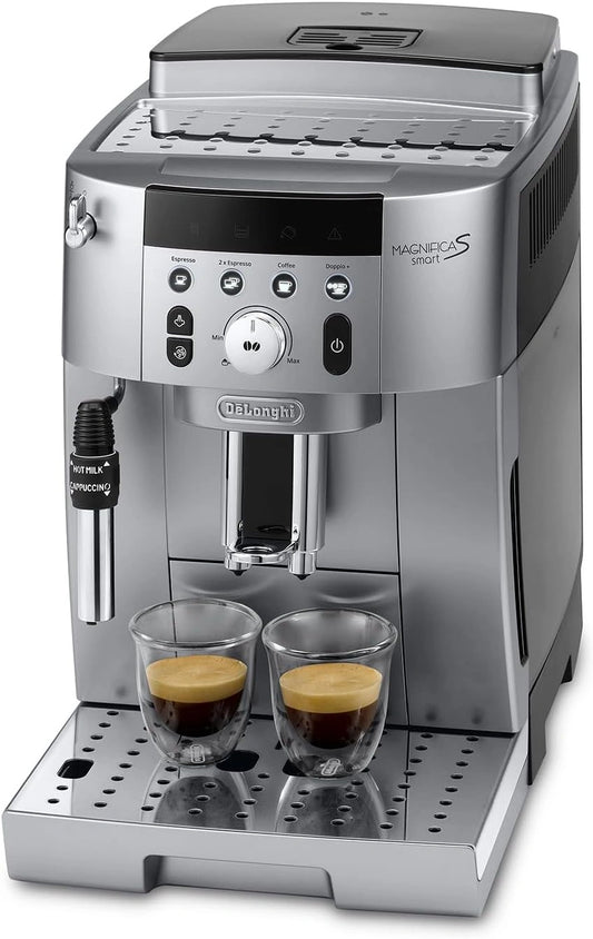 De'Longhi Magnifica S Smart Machine ¨¤ Caf¨¦ Automatique avec Mousseur ¨¤ Lait, Compacte, 4 Recettes, Argent et Noir