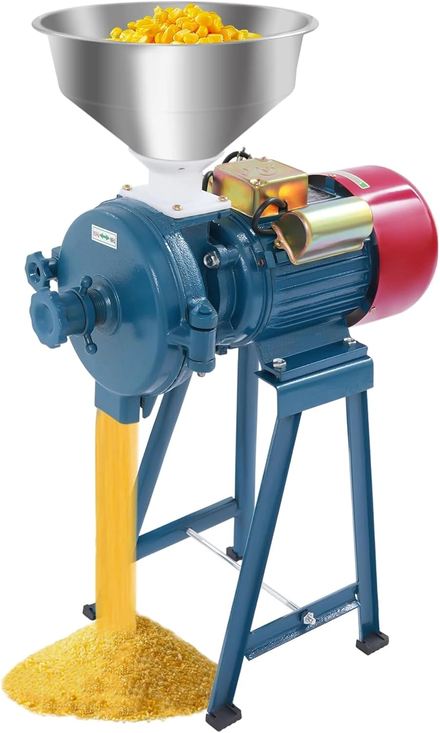 Broyeur ¨¦lectrique 2200W pour C¨¦r¨¦ales et Grains, Haute Performance 54kg/h avec Entonnoir en Acier, 220V Prise EU