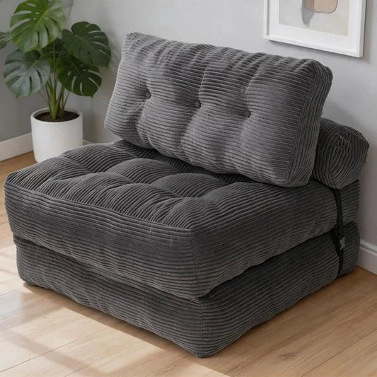 Canap¨¦-lit Convertible avec Matelas et Oreiller Confortables, Fauteuil Relax pour Salon et Chambre (Gris)