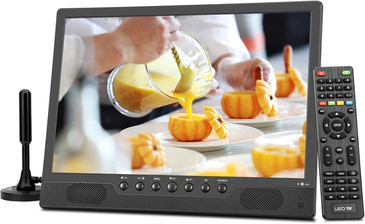 T¨¦l¨¦viseur Portable Num¨¦rique 14 Pouces DVB-T2 avec Batterie, USB, Casque et HDMI