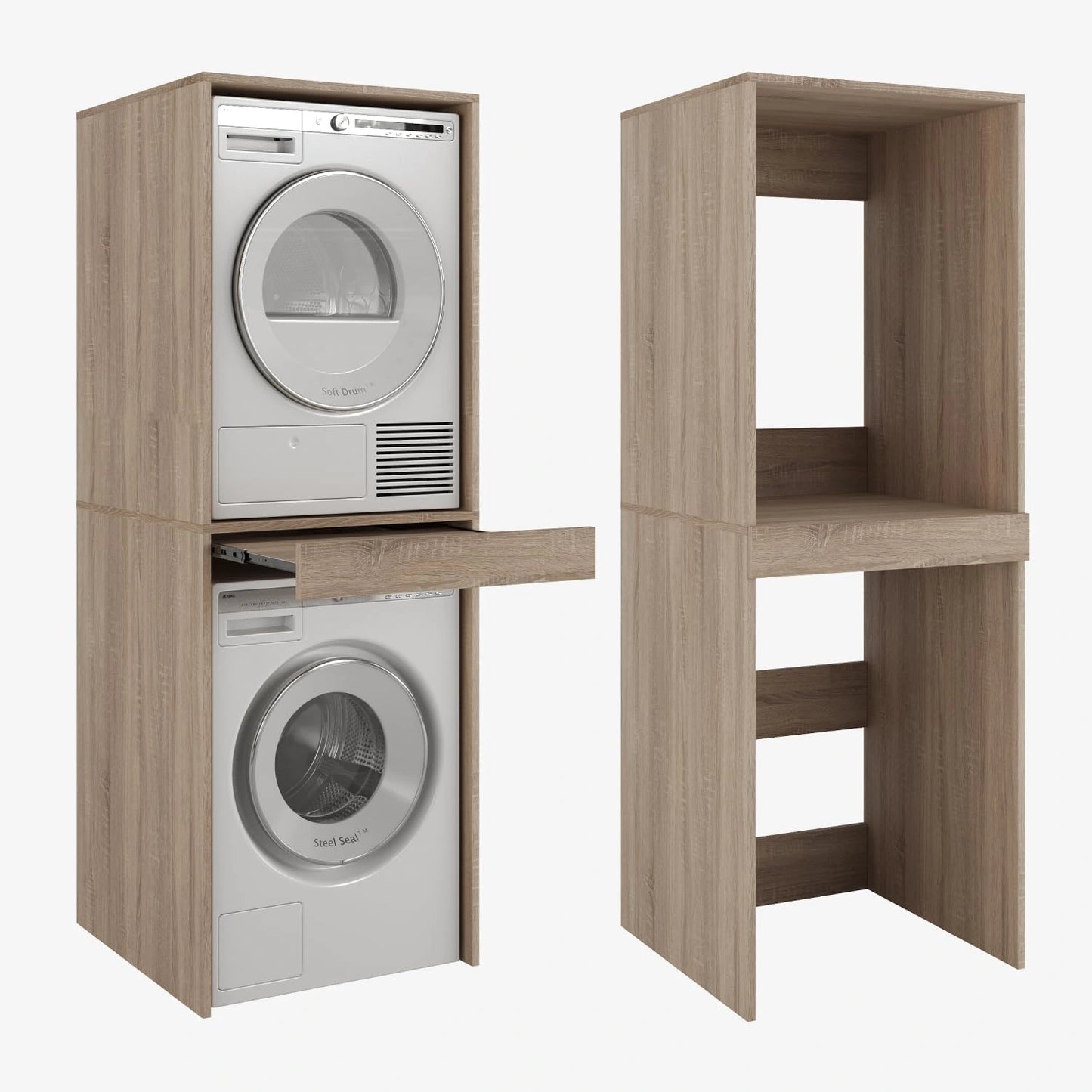PLATAN ROOM Armoire multifonction avec ¨¦tag¨¨re coulissante pour lave-linge et s¨¨che-linge, ch¨ºne Sonoma, 187x65x66 cm