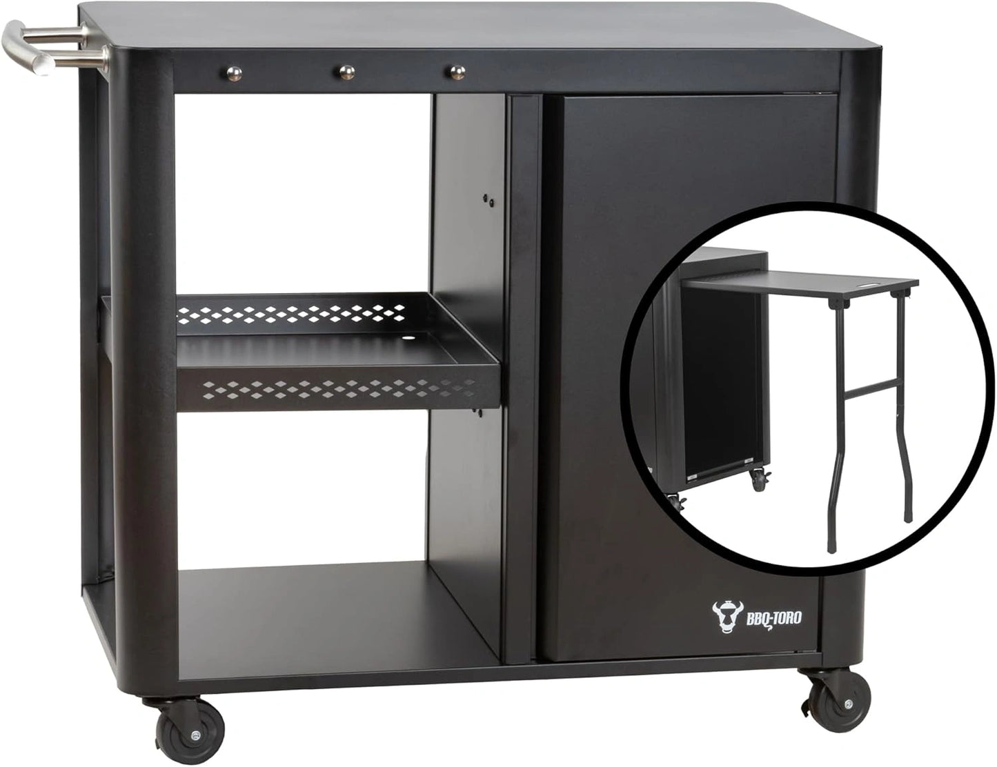 Chariot de Barbecue Ext¨¦rieur avec Large Espace de Travail, 95x50x80 cm, Noir