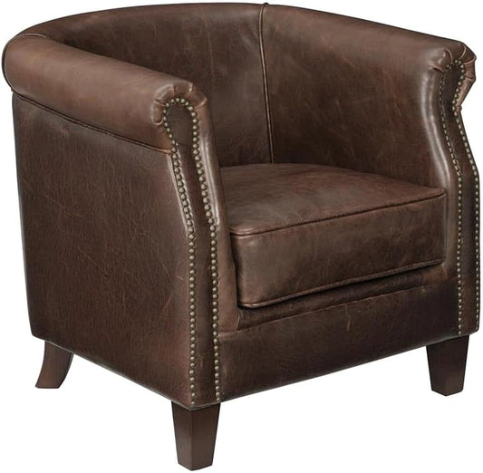 Fauteuil Club en Cuir Vieilli Marron ENGUERRAND - Confort ¨¦lite