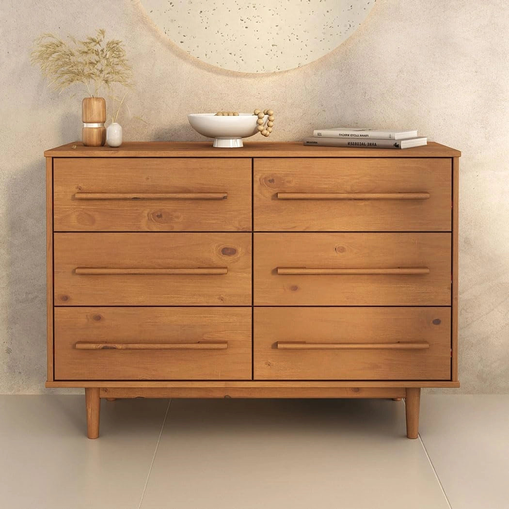 Commode Scandinave TECCA en Ch¨ºne Massif avec 6 Tiroirs, 111 cm, Design Moderne et ¨¦l¨¦gant