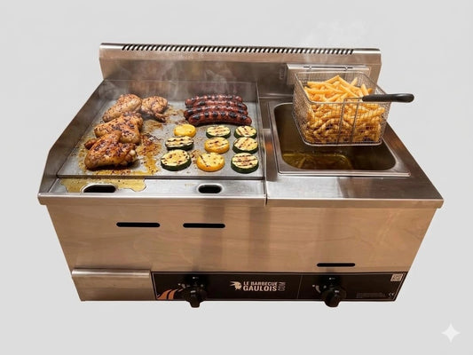 Plancher ¨¤ Gaz 9400W avec Friteuse en Acier Inoxydable, Compatible Butane et Propane
