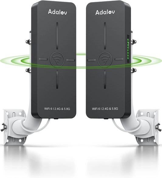 AdaLov WiFi 6 Extenseur Ext¨¦rieur CPE882 - Pont Sans Fil Gigabit 2,4/5,8 GHz, Port¨¦e 5km, ¨¦tanche IP65 pour Cam¨¦ra IP et Zones Rurales, Alimentation PoE/12V DC