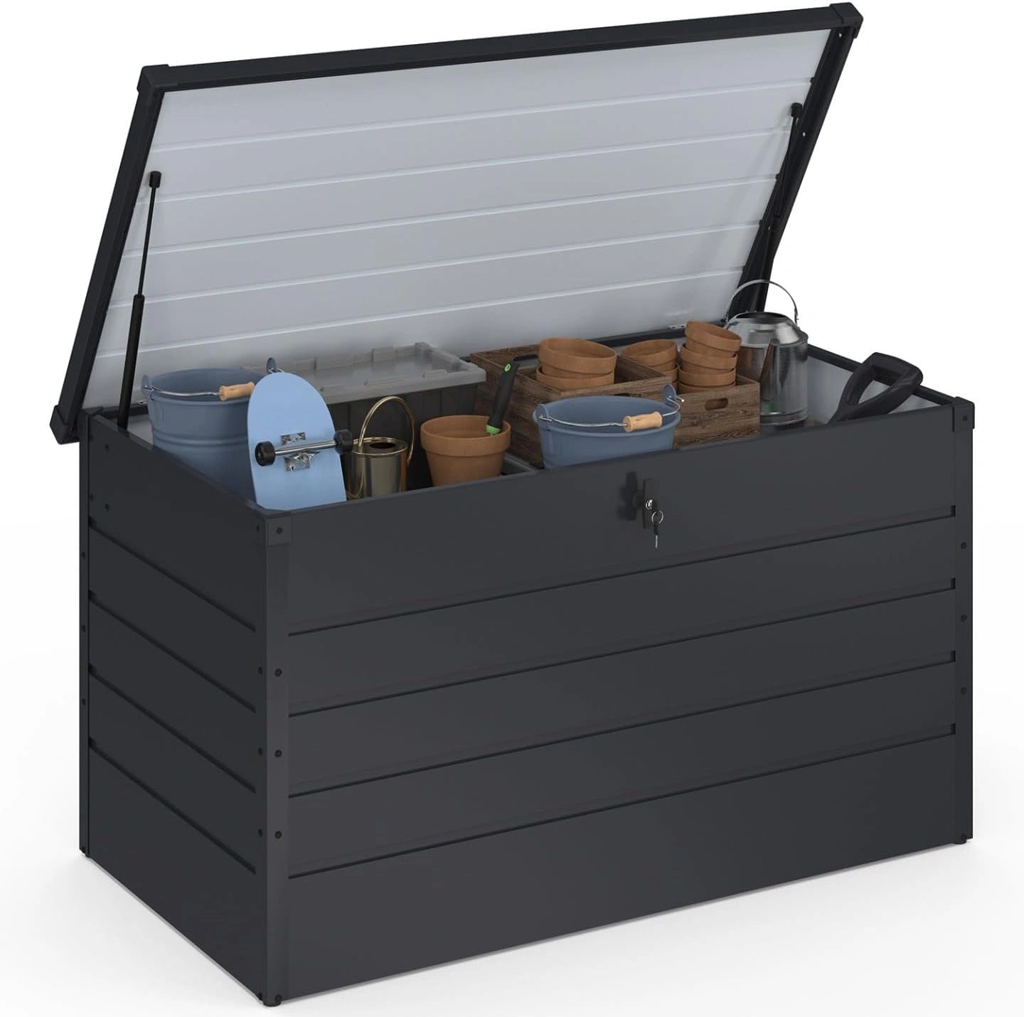 Coffre de Rangement en M¨¦tal R¨¦sistant 810L Anthracite pour Jardin