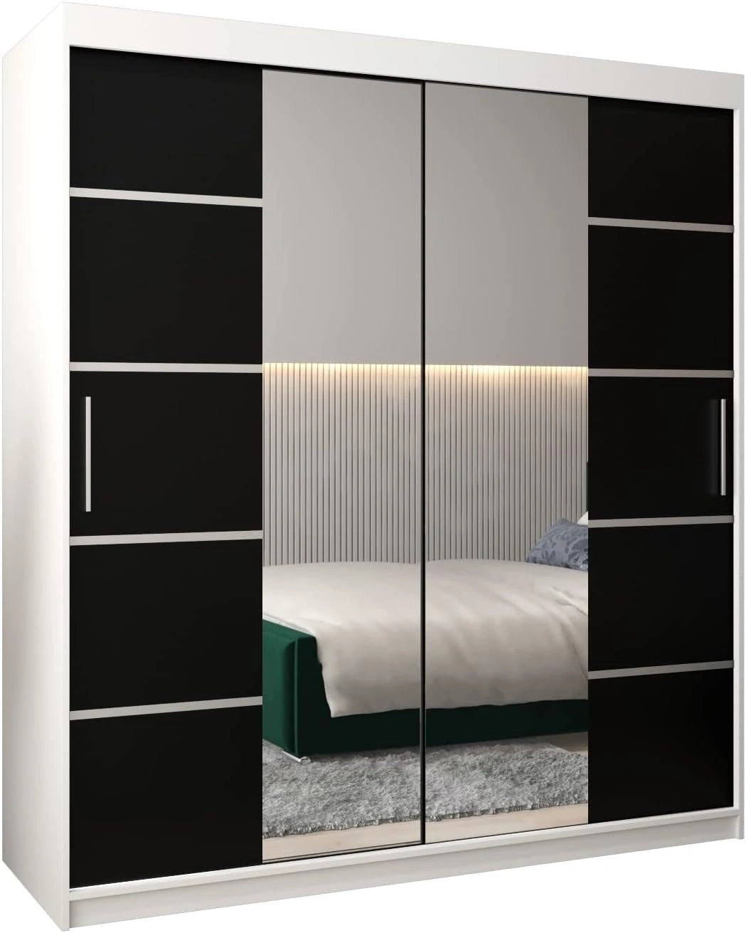 Armoire ¨¤ Portes Coulissantes avec Miroir Verona 4 - Dressing Moderne pour Chambre Adulte