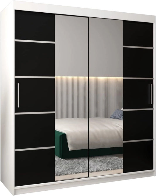 Armoire ¨¤ Portes Coulissantes avec Miroir Verona 4 - Dressing Moderne pour Chambre Adulte