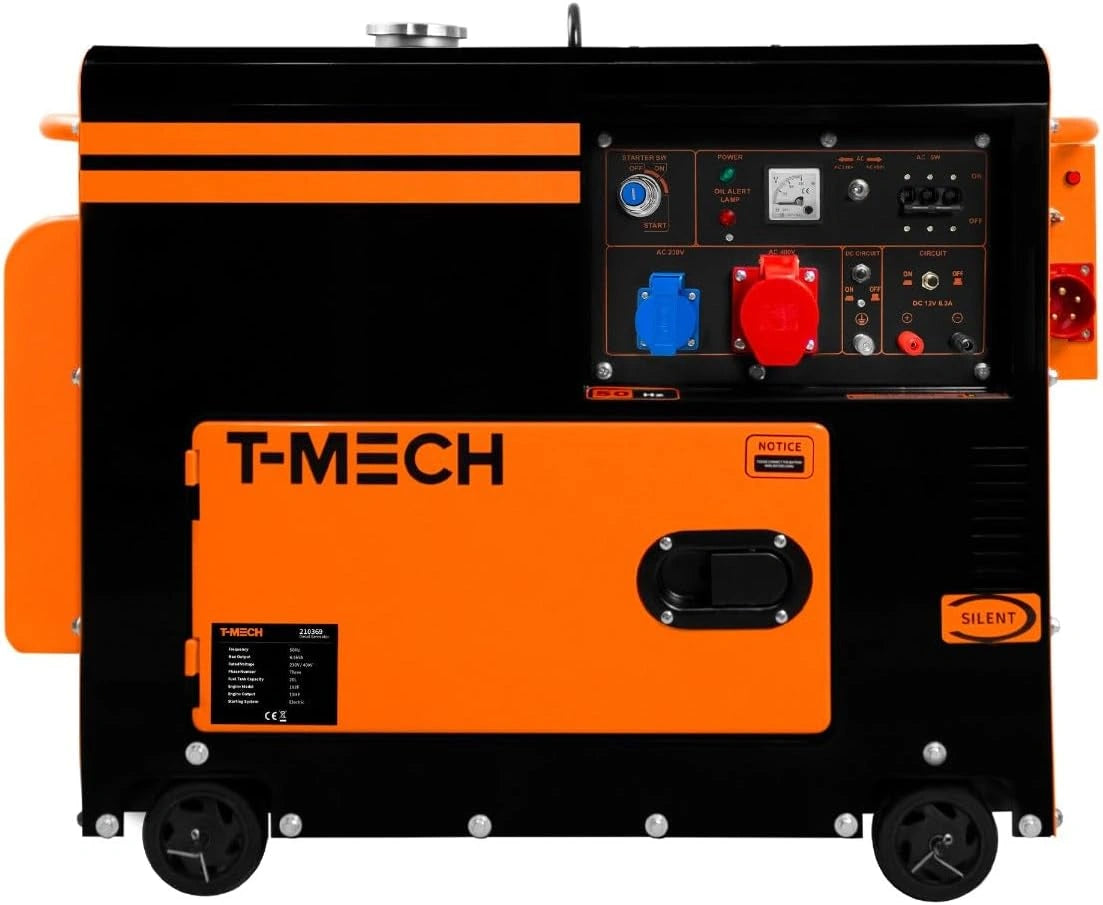 G¨¦n¨¦rateur Diesel Triphas¨¦ Silencieux 400V 6,5 kVA avec ATS, Id¨¦al pour Chantier et Urgence